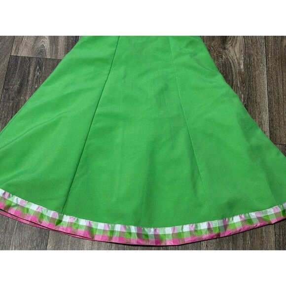 BONNIE JEAN GIRLS SLEEVELESS TULL DRESS SIZE 7 GRENN CHECKED BOWS COLORFUL - Picture 3 of 8